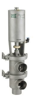 Санитарный двухседельный реверсивный клапан угловой пневматический DIN тип 210 (L,L type) S.S.304 св